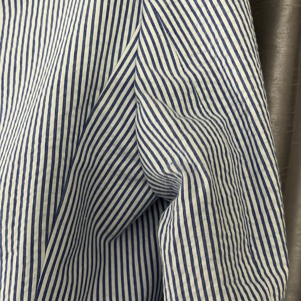 Brooks Brothers 2 seersucker white blu stripes blazer 2 metal white buttons - Picture 9 of 14
